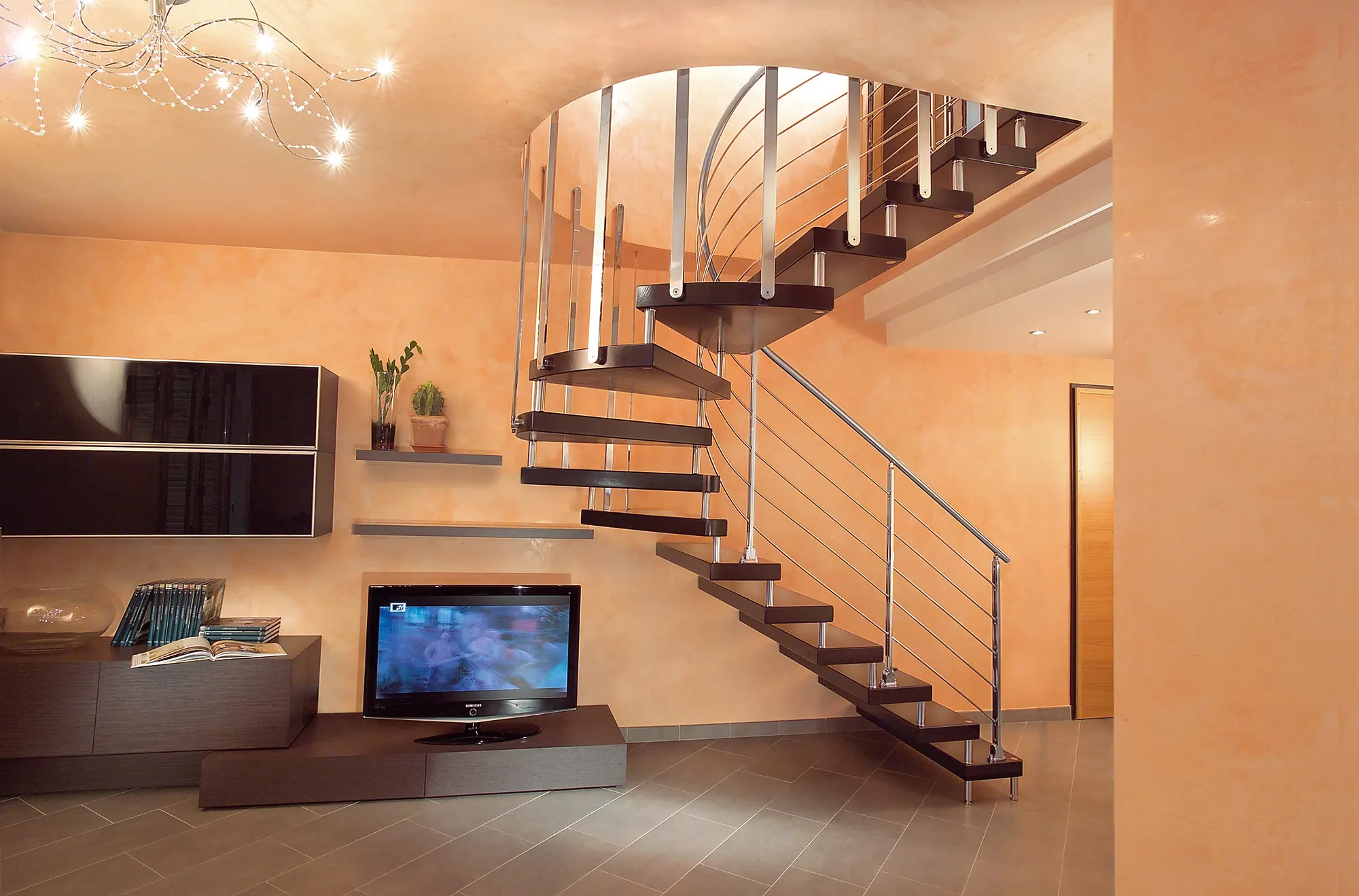 open wooden staircase