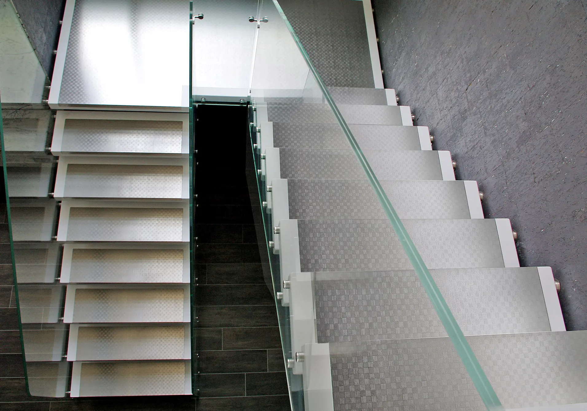glass stairs wooden steps marretti5b