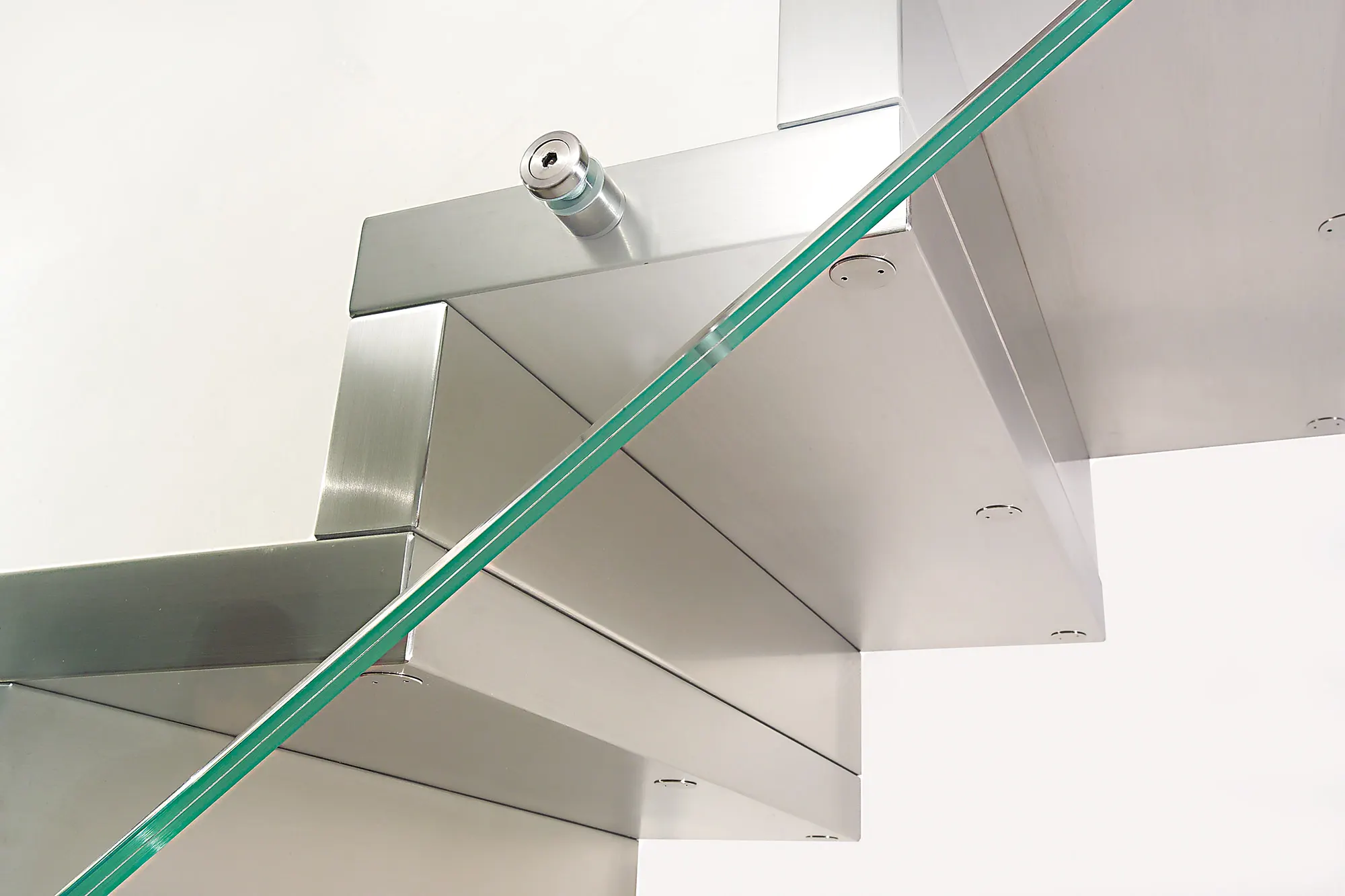 stainless steel plated wooden cantilever staircase marretti1b