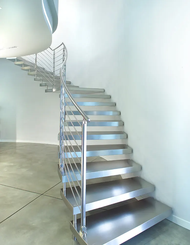 stainless steel plated wooden cantilever staircase marretti3