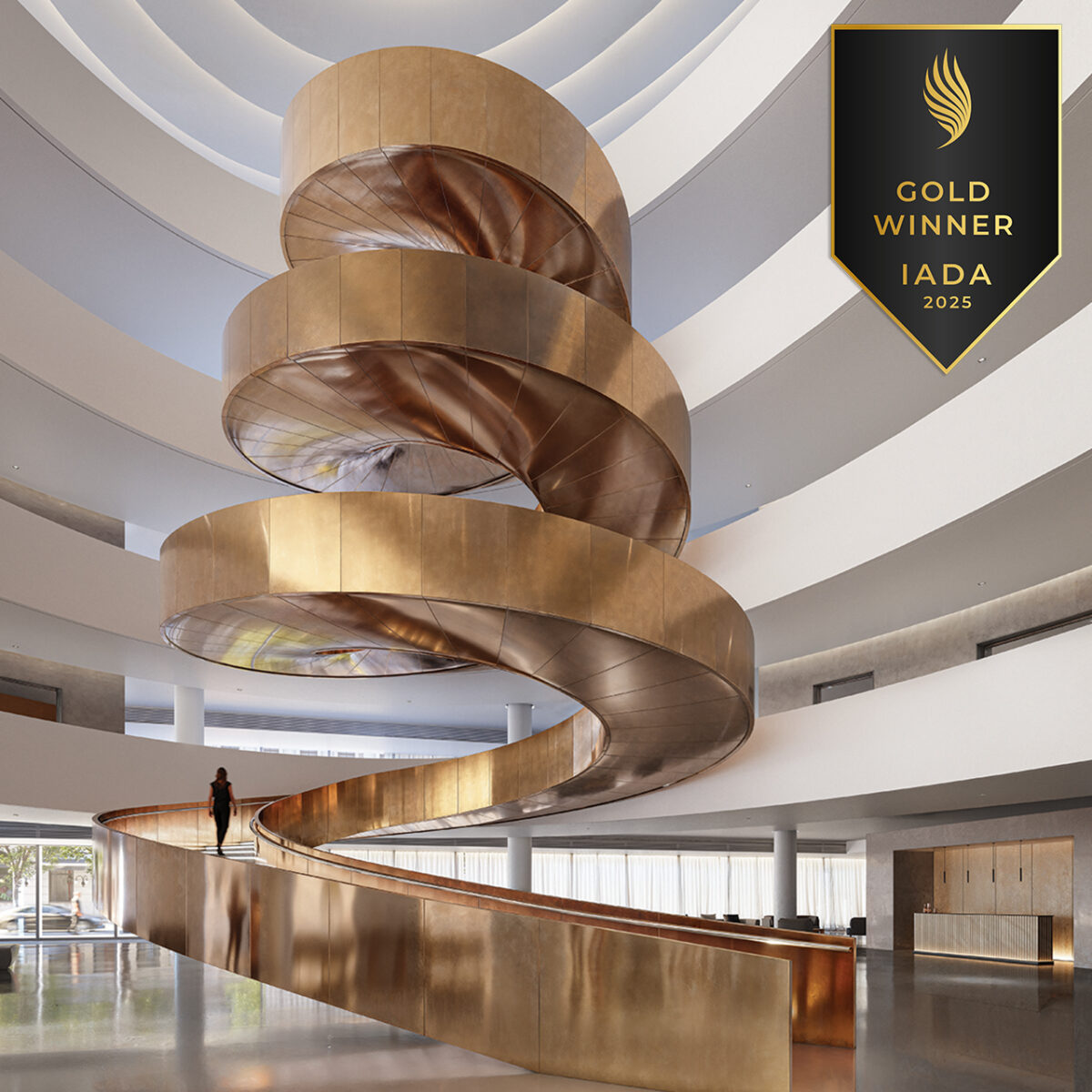 Triple Loop Helix Staircase with Copper Finish - Gold Winner IADA 2025 ...